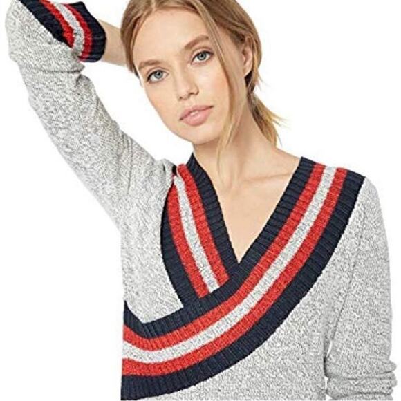 C/Meo Collective Collegiate Preppy Academia Crossover Knit Wrap Sweater, M - Picture 2 of 11